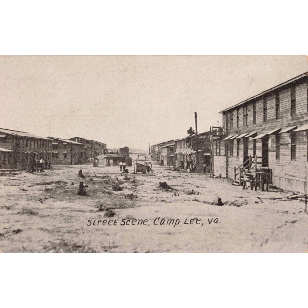Vintage Camp Lee VA Street Scene Postcard WWI Military Barracks Thompson Co
